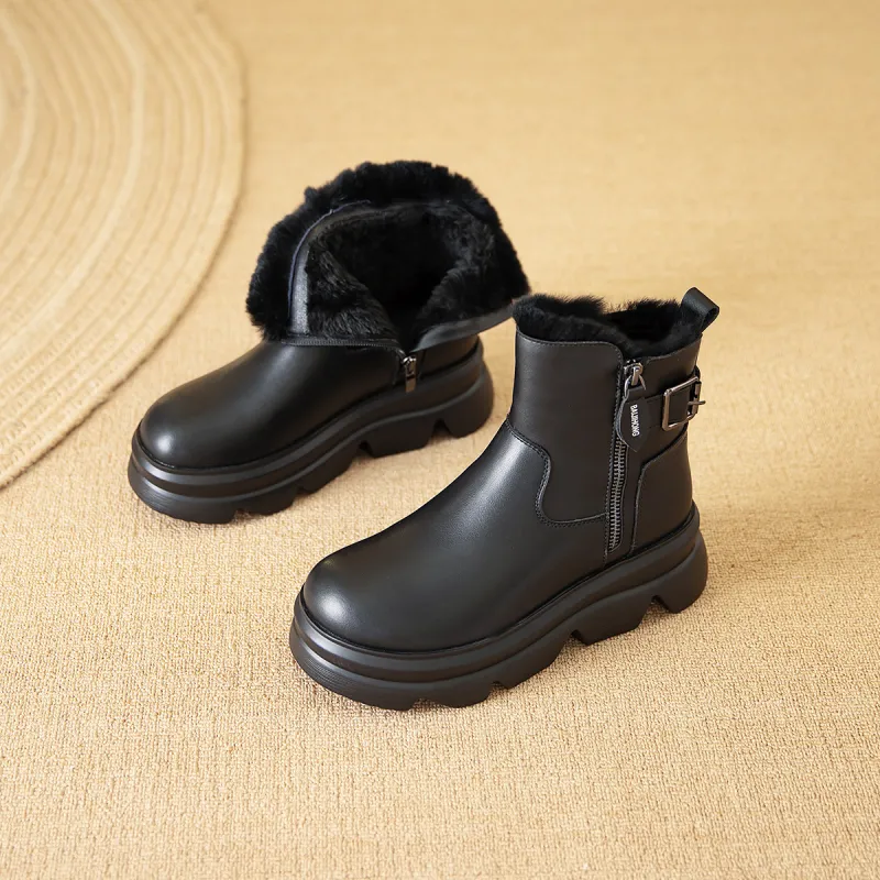 BAIJIHONG Thermal Height Increase Short Snow Boots Women's-10