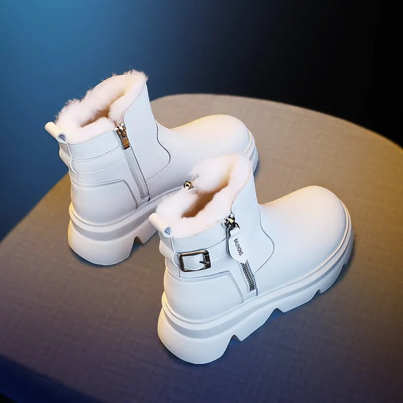 BAIJIHONG Thermal Height Increase Short Snow Boots Women's-5