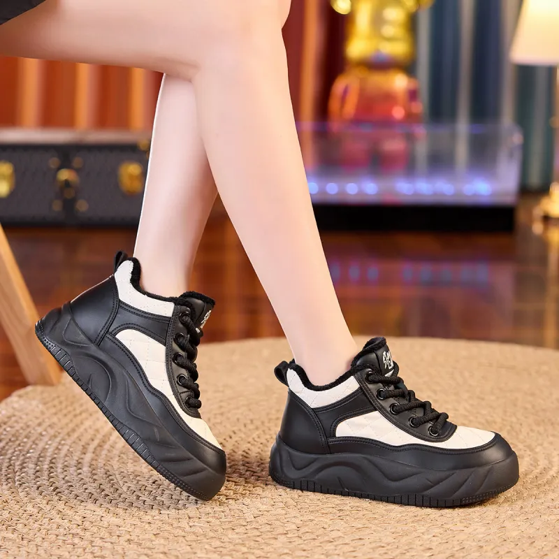 BAIJIHONG Thermal Height Increasing Abrasion Resistant Lightweight Slip Resistant Mid Top Skateboard Shoes 4cm Women's-10
