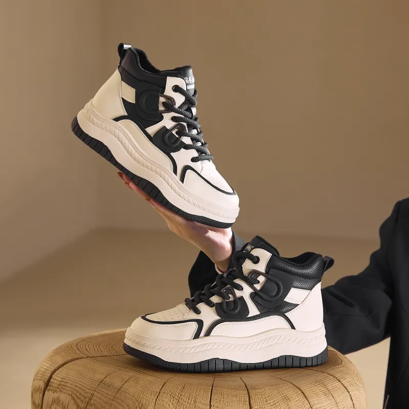 BAIJIHONG Thermal Abrasion Resistant Lightweight Slip Resistant High Top Casual Shoes 4cm Women's-18