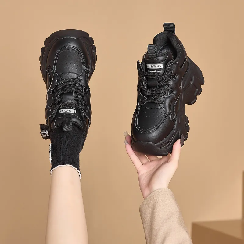 BAIJIHONG Slip Resistant, Abrasion Resistant, Lightweight, Height Increasing Low Top Chunky Sneakers 8cm Women's-26
