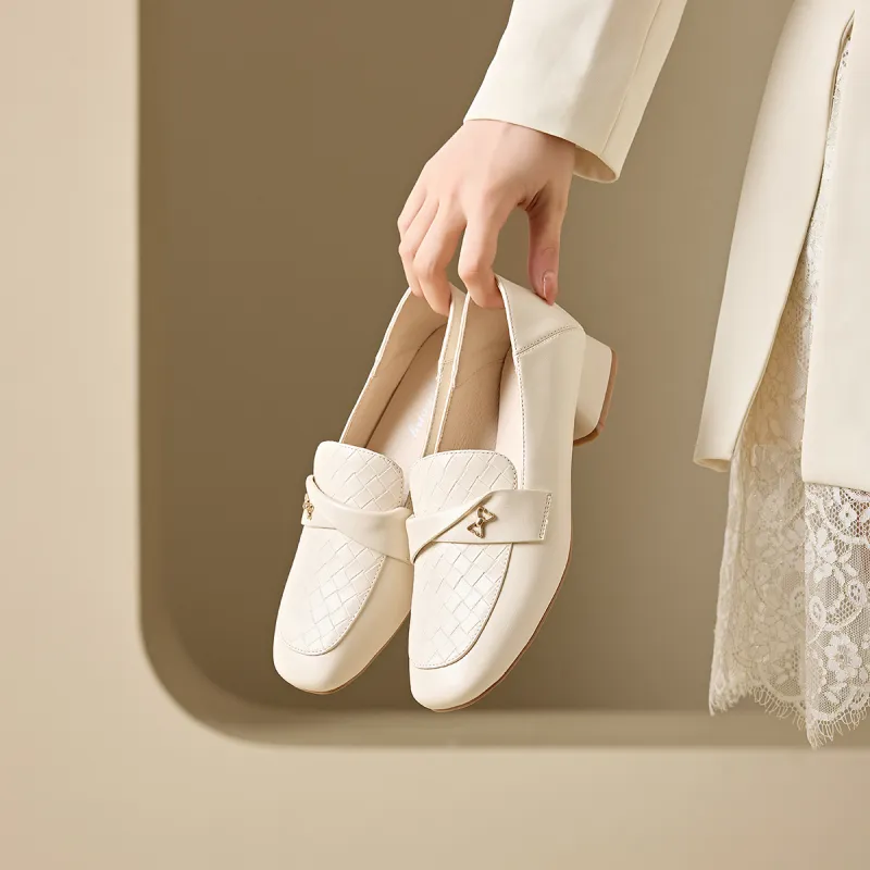 BAIJIHONG Loafers 3cm Women's Beige-1