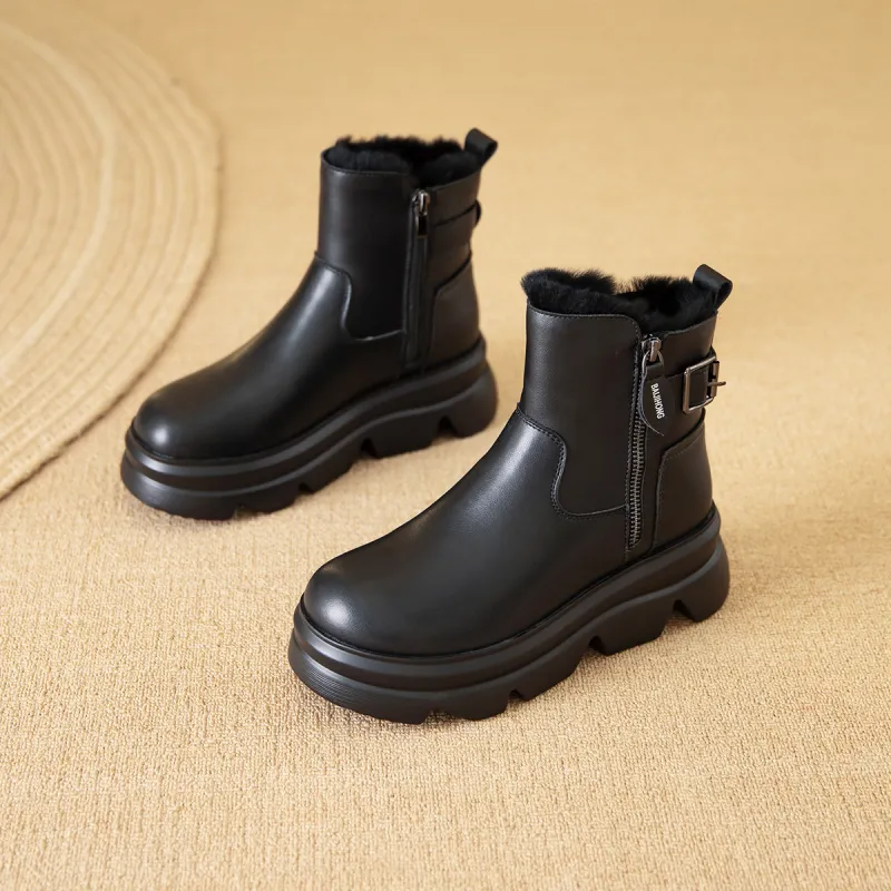 BAIJIHONG Thermal Height Increase Short Snow Boots Women's-12