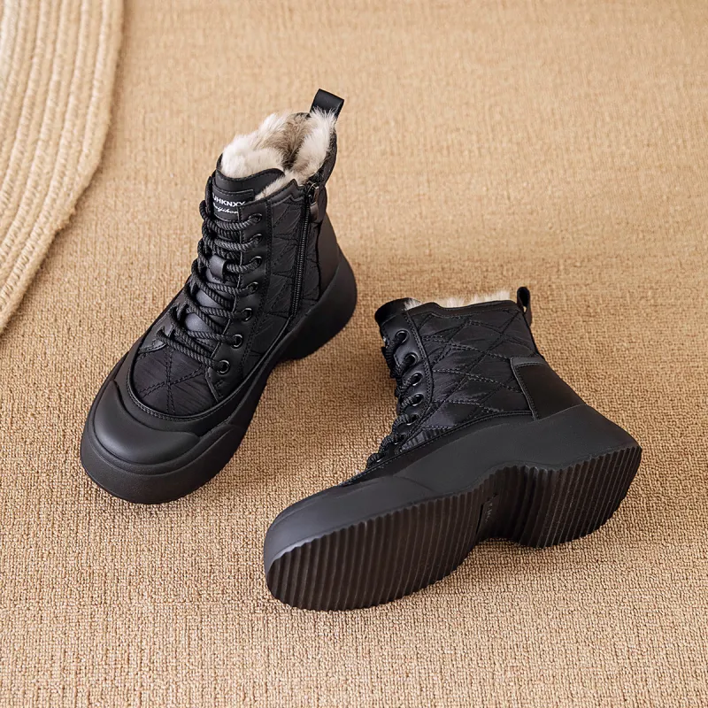 BAIJIHONG Height Increasing Slip Resistant Short Snow Boots Women's-7