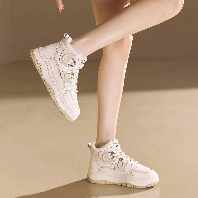 BAIJIHONG Thermal Abrasion Resistant Lightweight Slip Resistant High Top Casual Shoes 4cm Women's-3