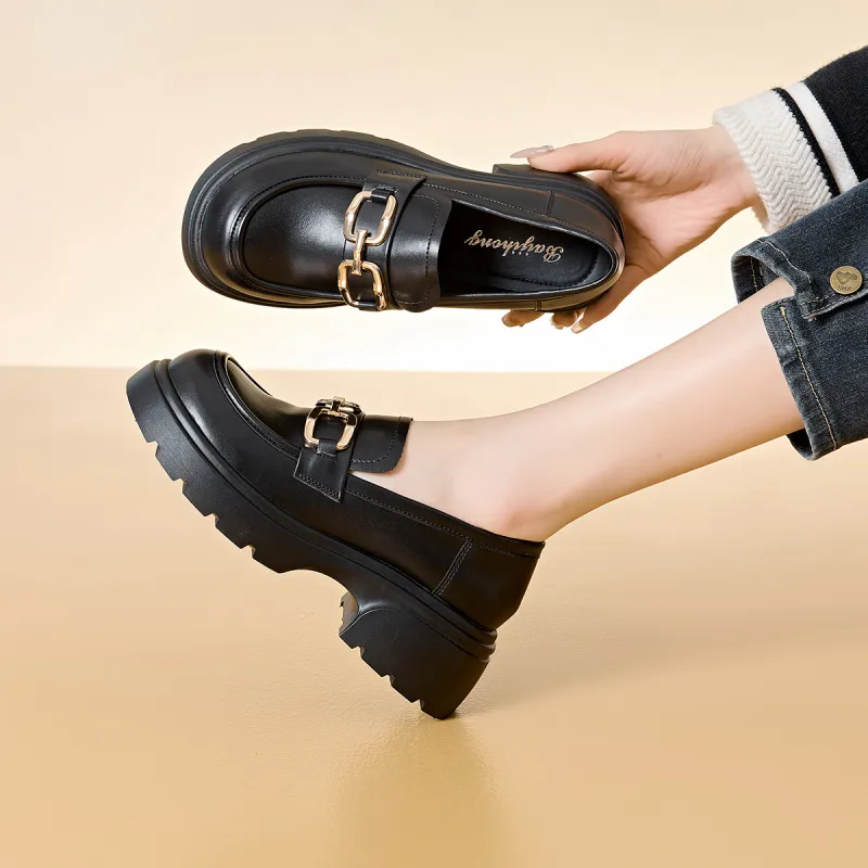 BAIJIHONG Loafers 5cm Women's Black-1