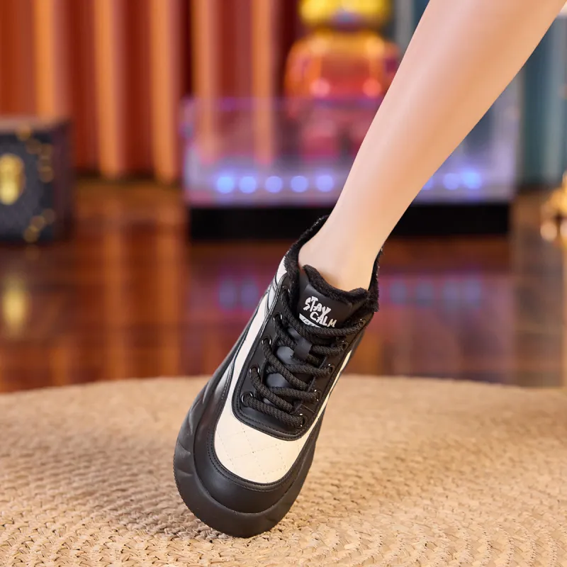 BAIJIHONG Thermal Height Increasing Abrasion Resistant Lightweight Slip Resistant Mid Top Skateboard Shoes 4cm Women's-8