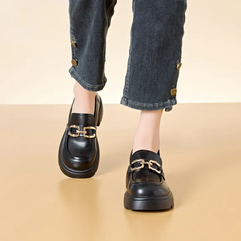 BAIJIHONG Loafers 5cm Women's Black-7