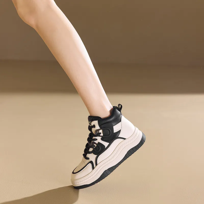 BAIJIHONG Thermal Abrasion Resistant Lightweight Slip Resistant High Top Casual Shoes 4cm Women's-17