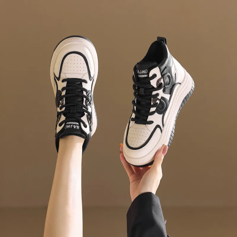 BAIJIHONG Thermal Abrasion Resistant Lightweight Slip Resistant High Top Casual Shoes 4cm Women's-21