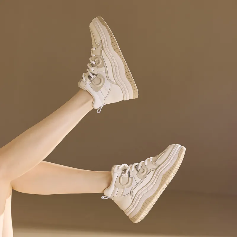 BAIJIHONG Thermal Abrasion Resistant Lightweight Slip Resistant High Top Casual Shoes 4cm Women's-6