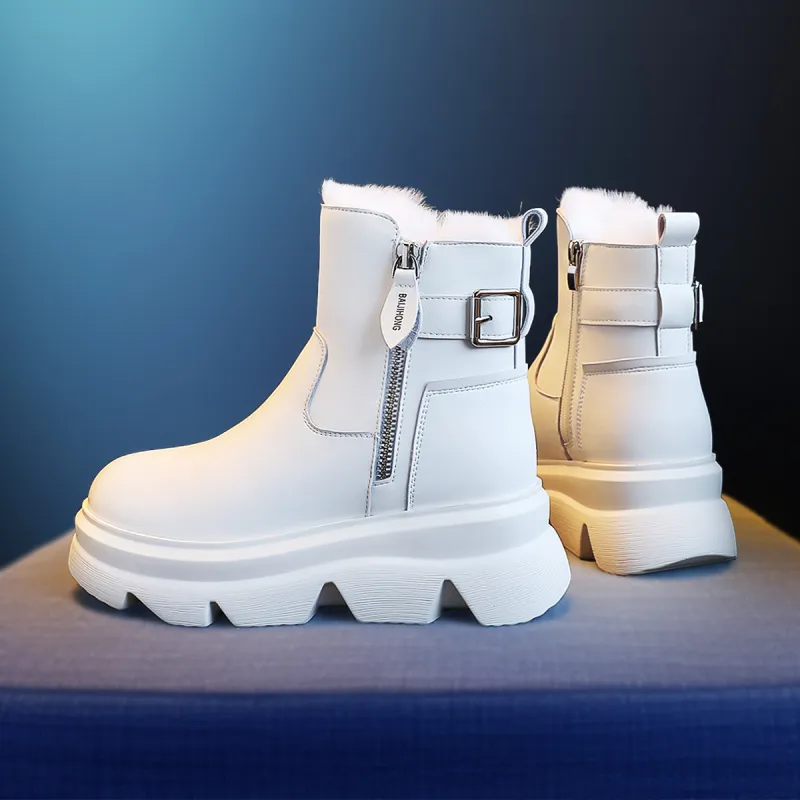 BAIJIHONG Thermal Height Increase Short Snow Boots Women's-1