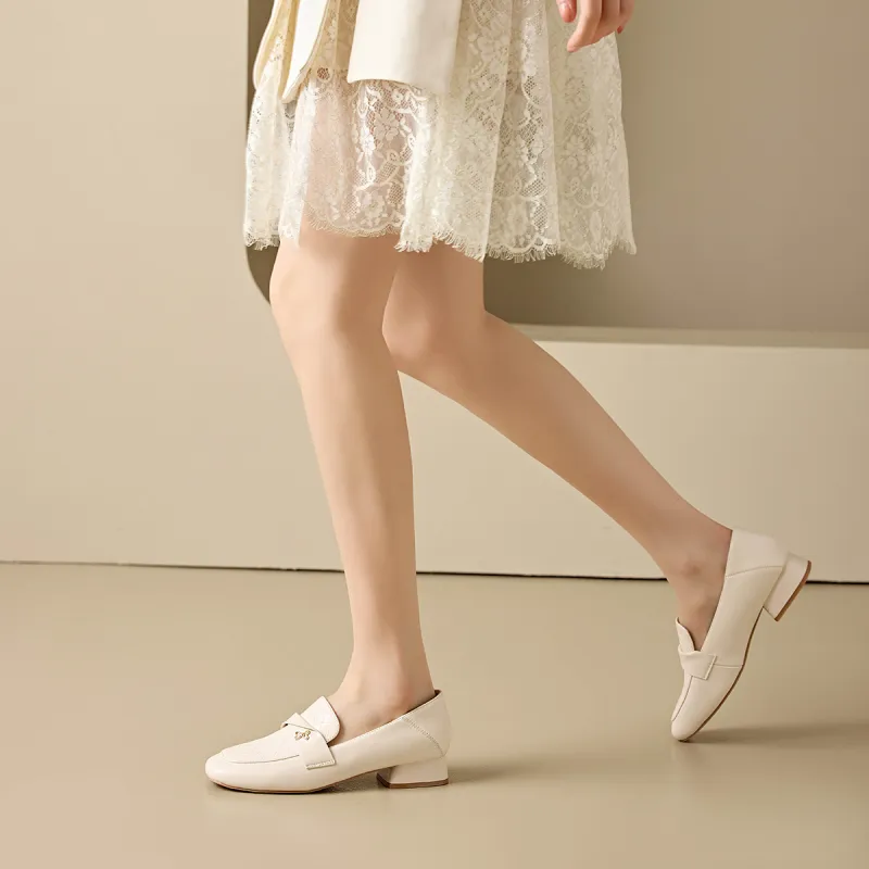 BAIJIHONG Loafers 3cm Women's Beige-4