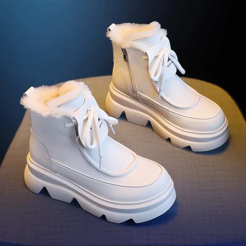BAIJIHONG Thermal Height Increase Short Snow Boots Women's-5