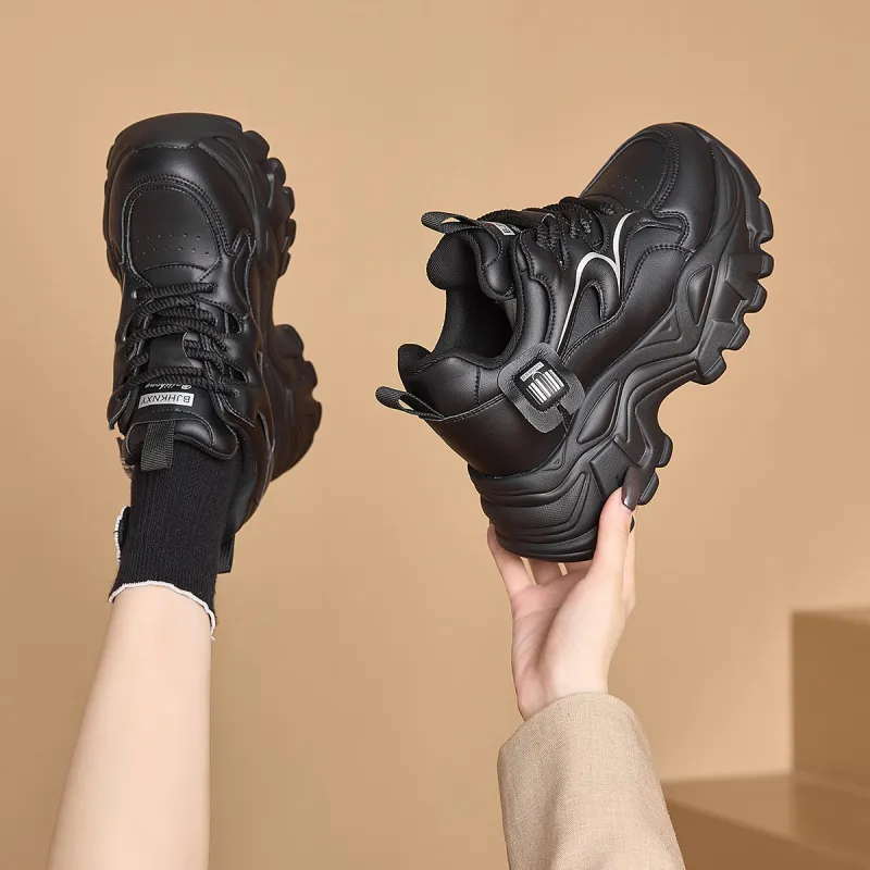 BAIJIHONG Slip Resistant, Abrasion Resistant, Lightweight, Height Increasing Low Top Chunky Sneakers 8cm Women's-27