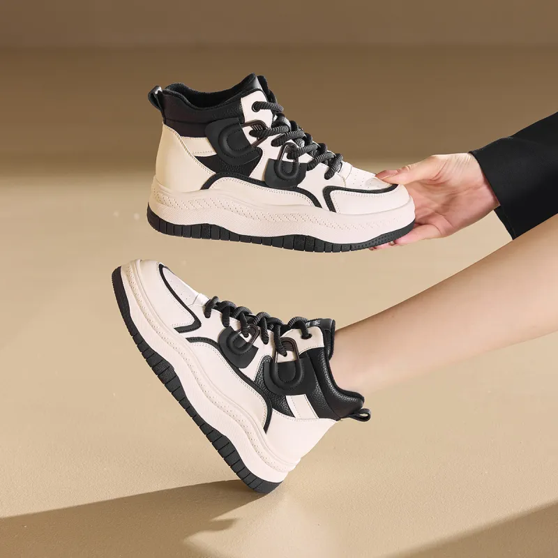 BAIJIHONG Thermal Abrasion Resistant Lightweight Slip Resistant High Top Casual Shoes 4cm Women's-19