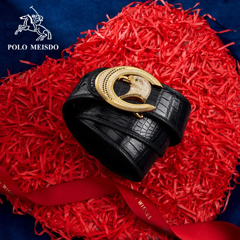 POLOMEISDO Crocodile Leather Belts Men's 3.8CM-6