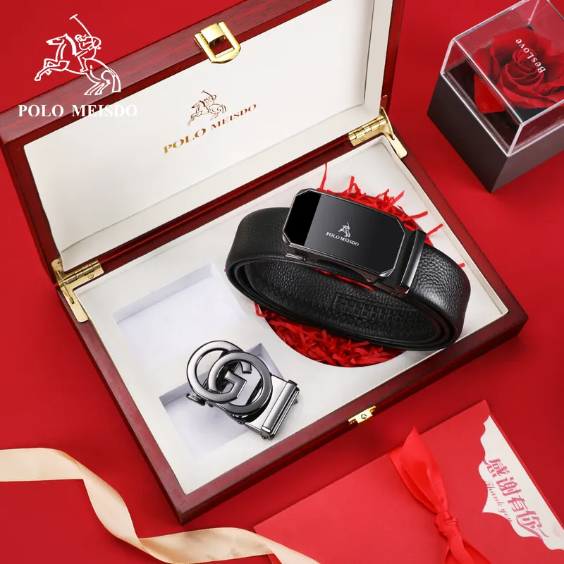 POLOMEISDO Top Grain Cow Leather Luxury Brand Belt Men's Width 3.5CM-5