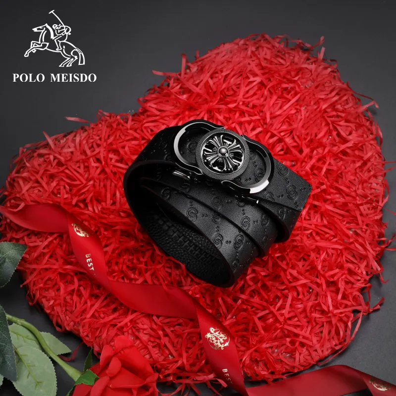 POLOMEISDO Top Grain Cow Leather Premium Brand Belt Automatic Buckle Luxury Youth Belt Men's 3.5CM-7