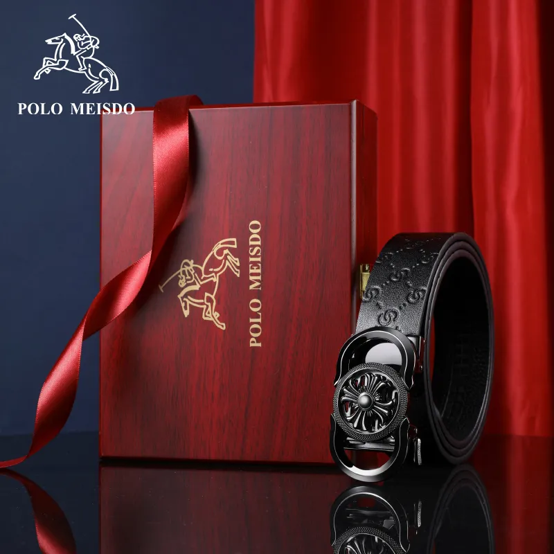 POLOMEISDO Top Grain Cow Leather Premium Brand Belt Automatic Buckle Luxury Youth Belt Men's 3.5CM-4
