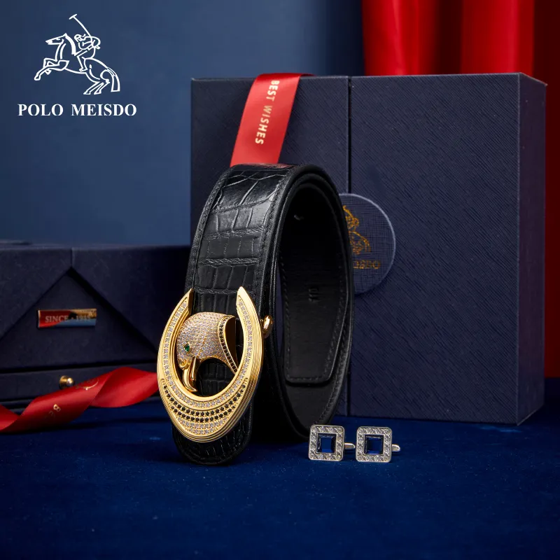 POLOMEISDO Crocodile Leather Belts Men's 3.8CM-5