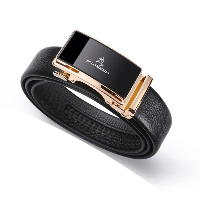 POLOMEISDO Top Grain Cow Leather Cow Leather Belt Business Casual Brand Belt Men's Gunmetal Width 3.5cm-6