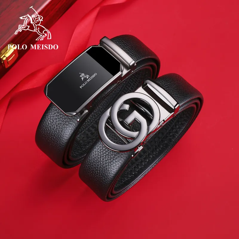 POLOMEISDO Top Grain Cow Leather Luxury Brand Belt Men's Width 3.5CM-3