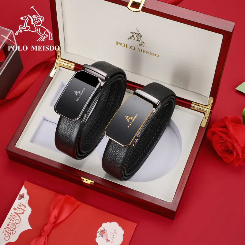 POLOMEISDO Top Grain Cow Leather Luxury Brand Belt Men's Width 3.5CM-38