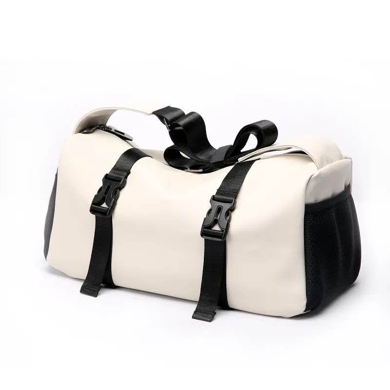 BOPAI Fabric Shoulder Bag Tofu Bag Crossbody Bag Regular Unisex Sandstone Gray/Ideal White/Black-9