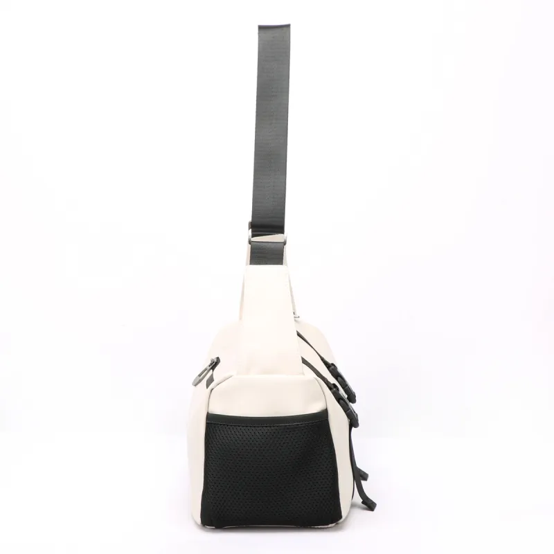 BOPAI Fabric Shoulder Bag Tofu Bag Crossbody Bag Regular Unisex Sandstone Gray/Ideal White/Black-7