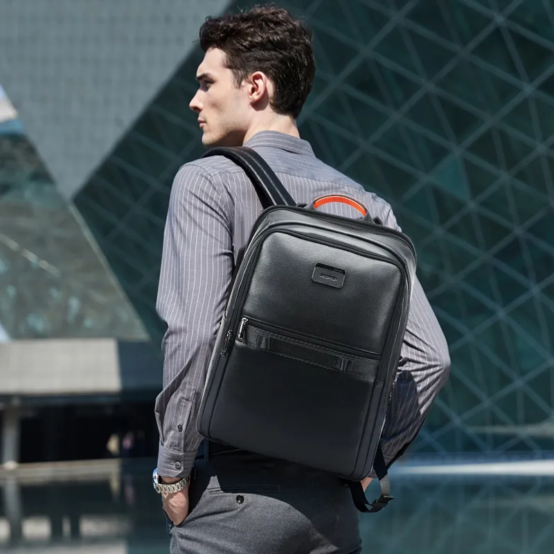 BOPAI Top Grain Cow Leather Backpack Regular Men's Multicolor-3