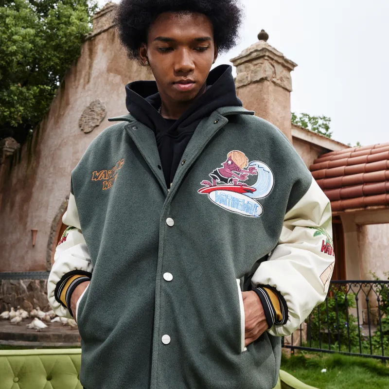 WAITINGWAVE Baseball Jacket Fall Winter Unisex-2