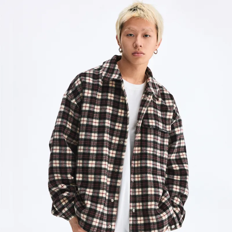 WAITINGWAVE Jackets & Coats Unisex Black Red Plaid-4
