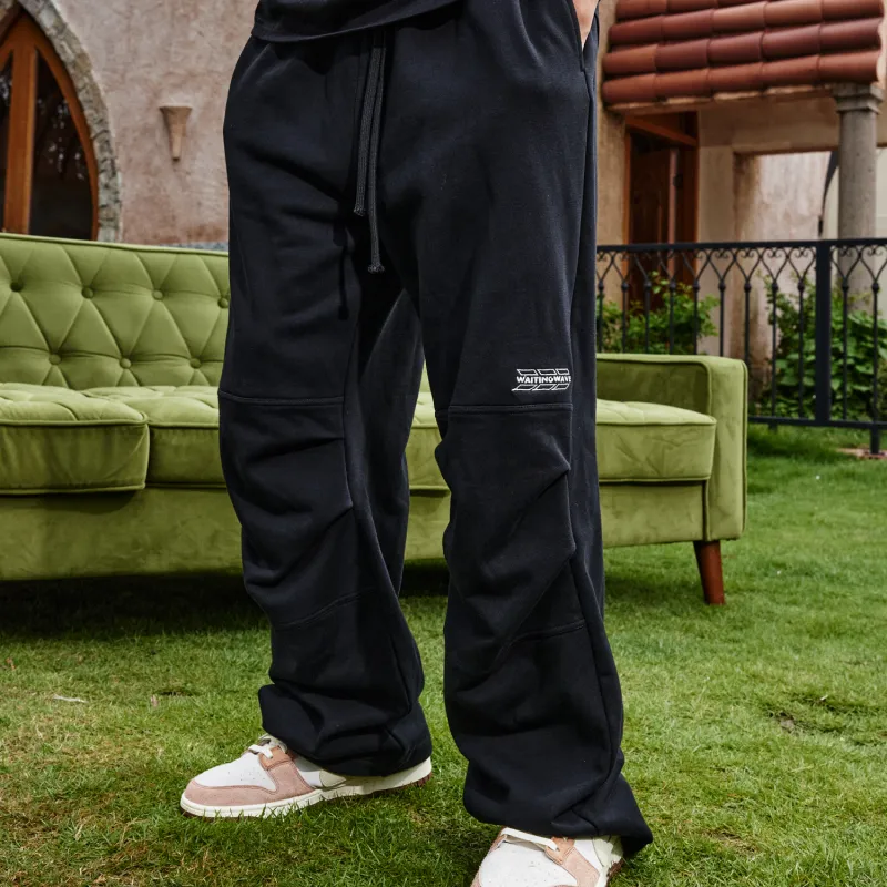 WAITINGWAVE Knitted Sweatpants Unisex Black-2