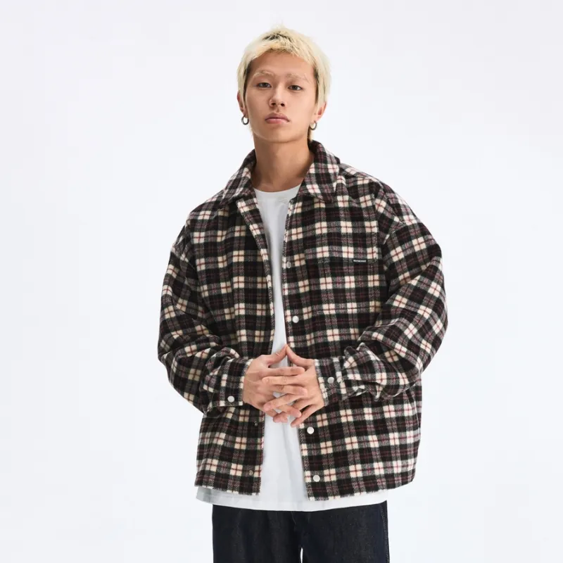 WAITINGWAVE Jackets & Coats Unisex Black Red Plaid-2
