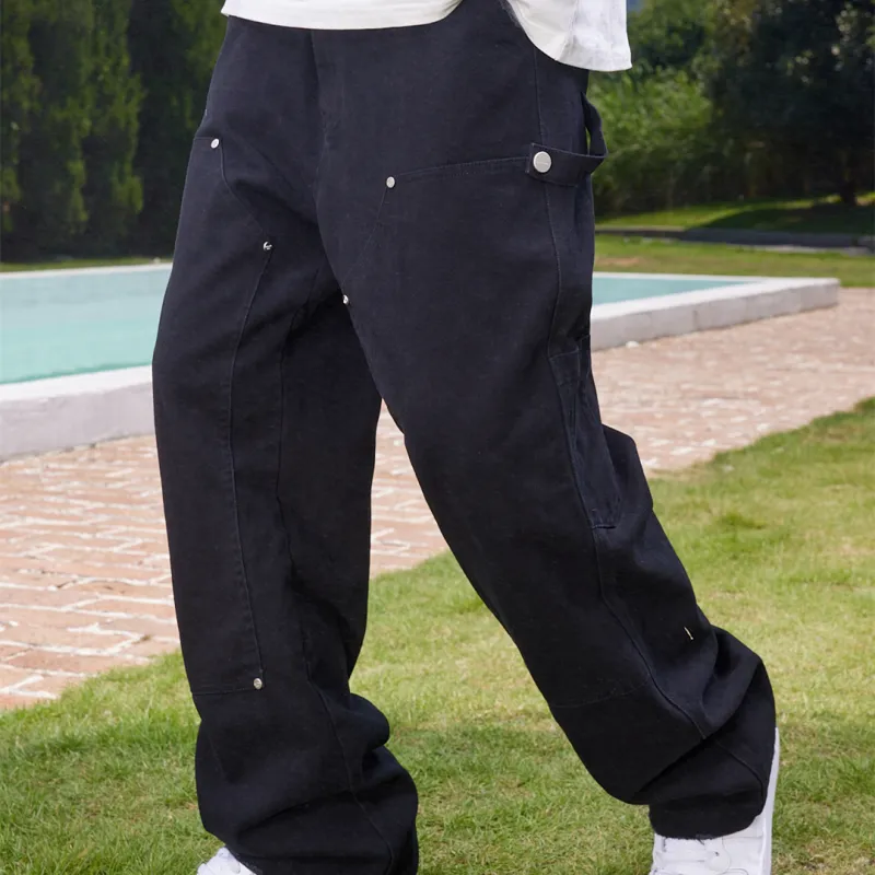 WAITINGWAVE Cargo Pants Unisex Black-2