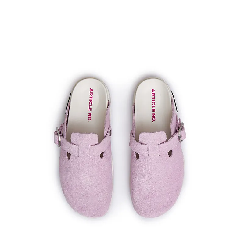 ARTICLE NO. Composite Sole Stitched Leather Patchwork Slip Resistant Wrap toe Slippers Women's Ice Cream Pink-3