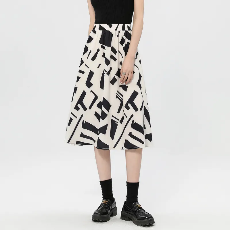 Jonah Anda Casual Long Skirt Women's White-3