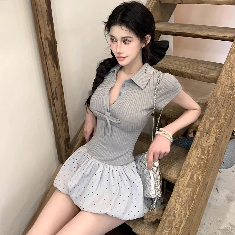 INCO VIBE Short Sleeved Dress Women's Gray-3