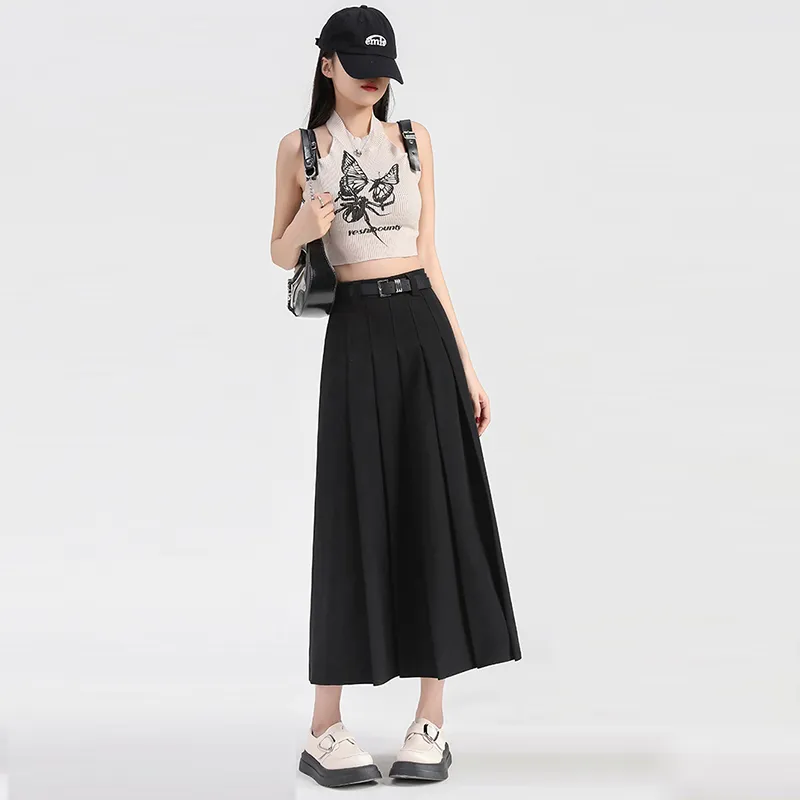 Pa33word Casual Long Skirt Women's Gray-9