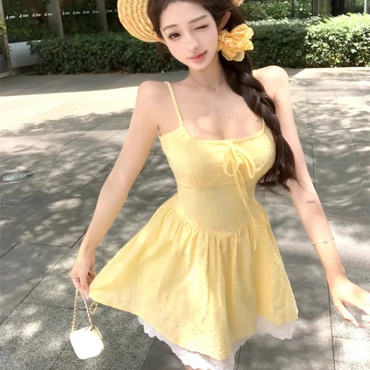 INCO VIBE Slip Dresses Women's Yellow-2