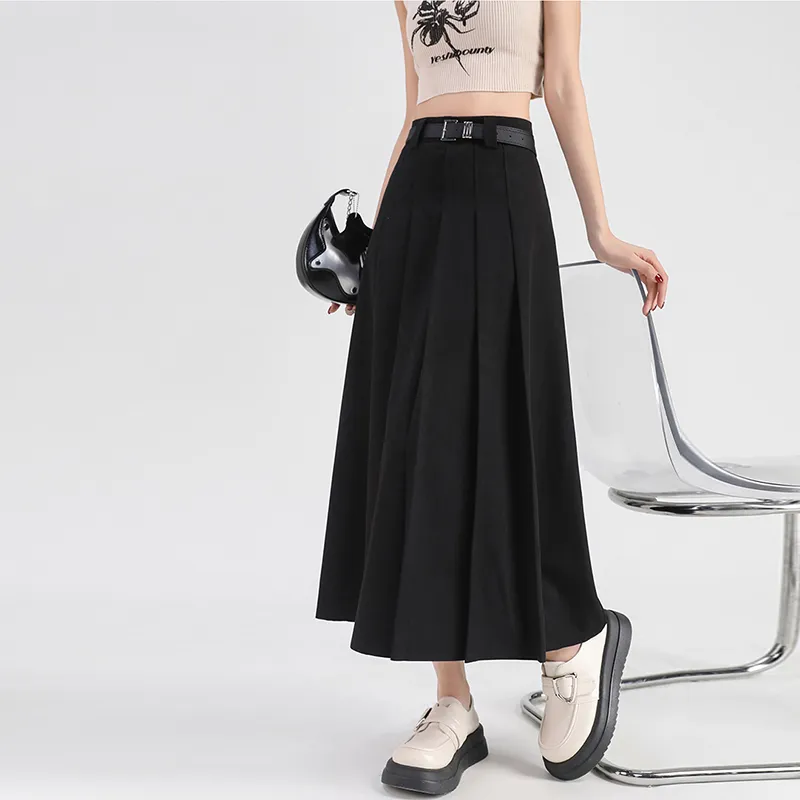 Pa33word Casual Long Skirt Women's Gray-10