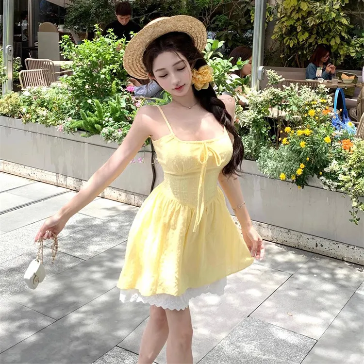 INCO VIBE Slip Dresses Women's Yellow-3