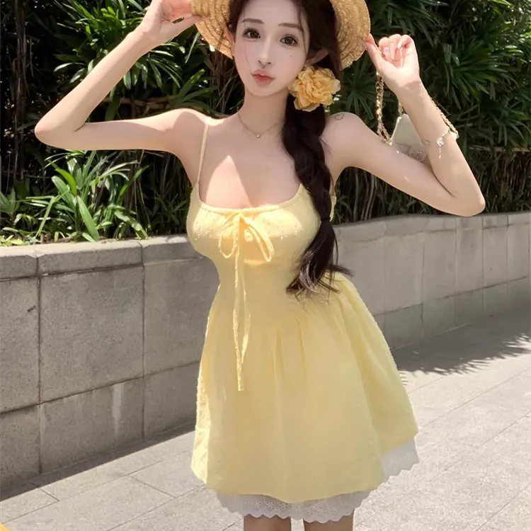 INCO VIBE Slip Dresses Women's Yellow-4