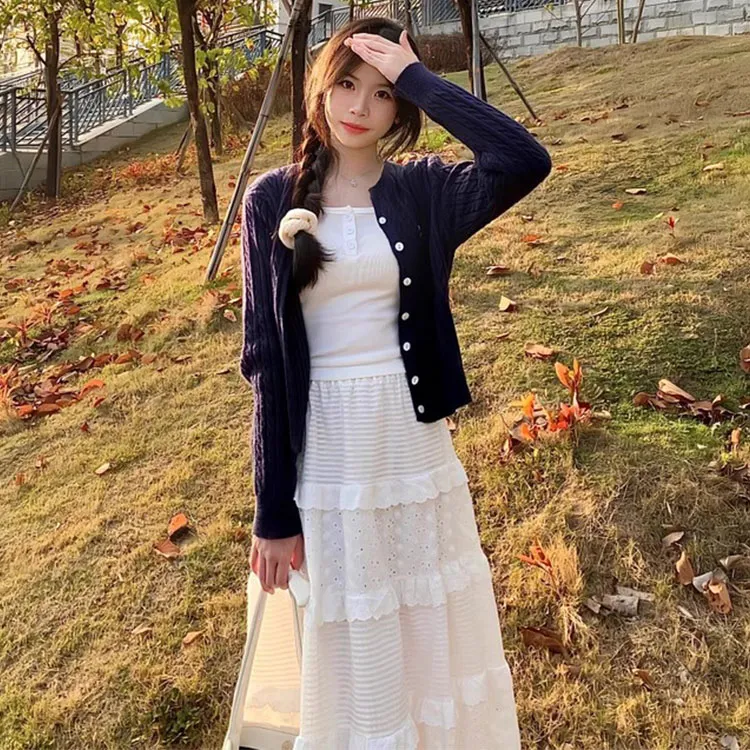 INCO VIBE Skirt Set Women's Cardigan+Skirt-3