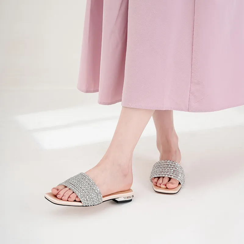 WUDASHU Slide Slippers Women's Black/Champagne/Silver-7