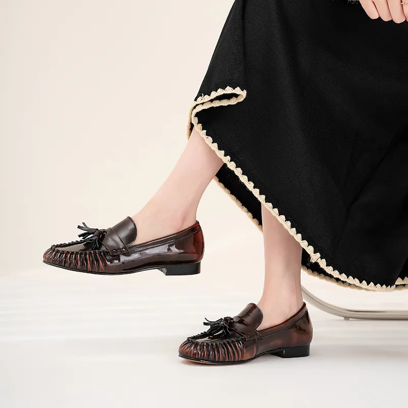 WUDASHU Loafers Women's Black/Tea Brown-10