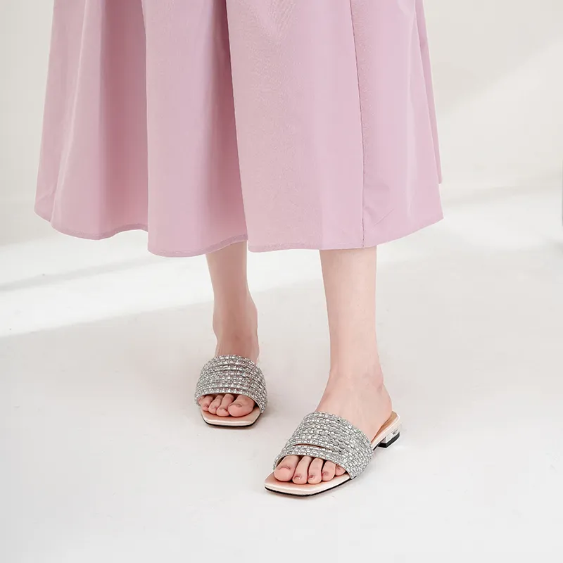 WUDASHU Slide Slippers Women's Black/Champagne/Silver-6