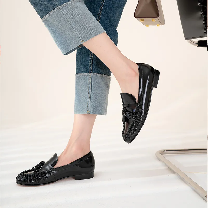 WUDASHU Loafers Women's Black/Tea Brown-2