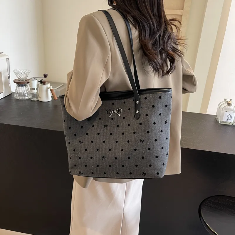 CMLZIUA Fabric Shoulder Bag Regular Women's Bowknot/Stars/Polka Dot/Heart-10